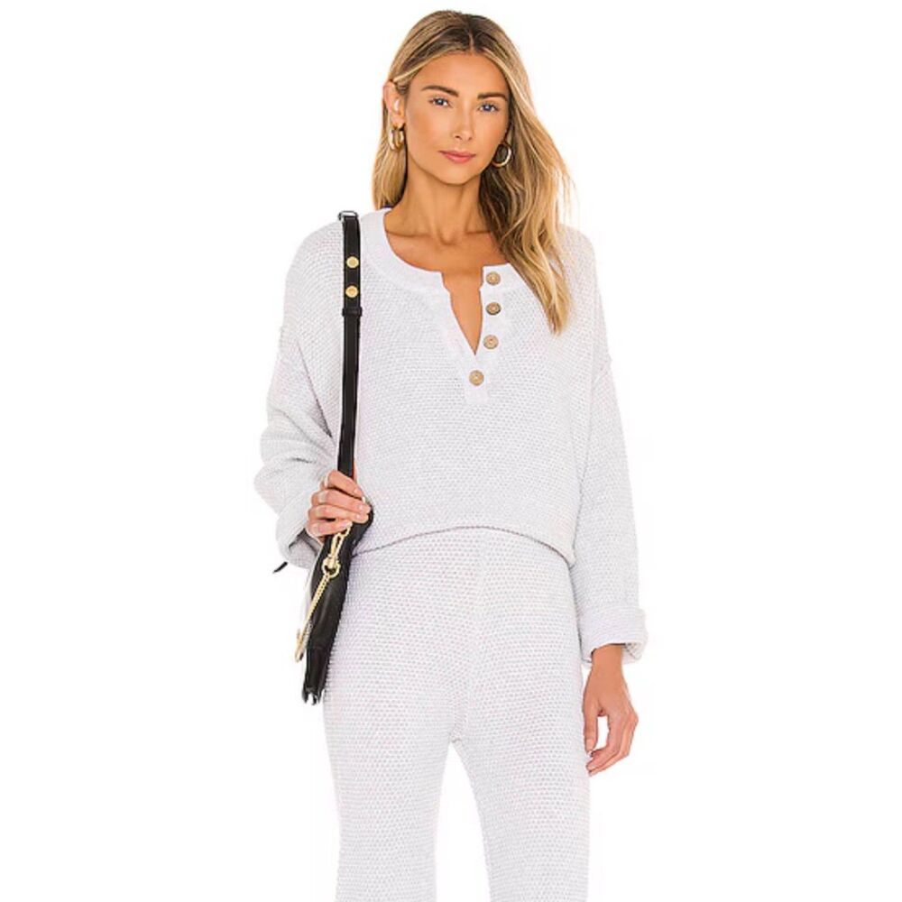 FREE PEOPLE BEACH Hailee 100% Cotton Sweater, Wood Buttons, Sz S